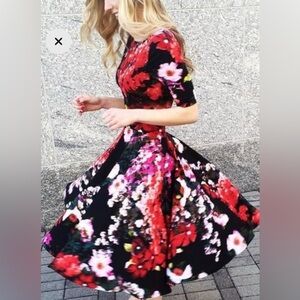 Last Chance! MARC BOUWER Floral Fit & Flare Dress